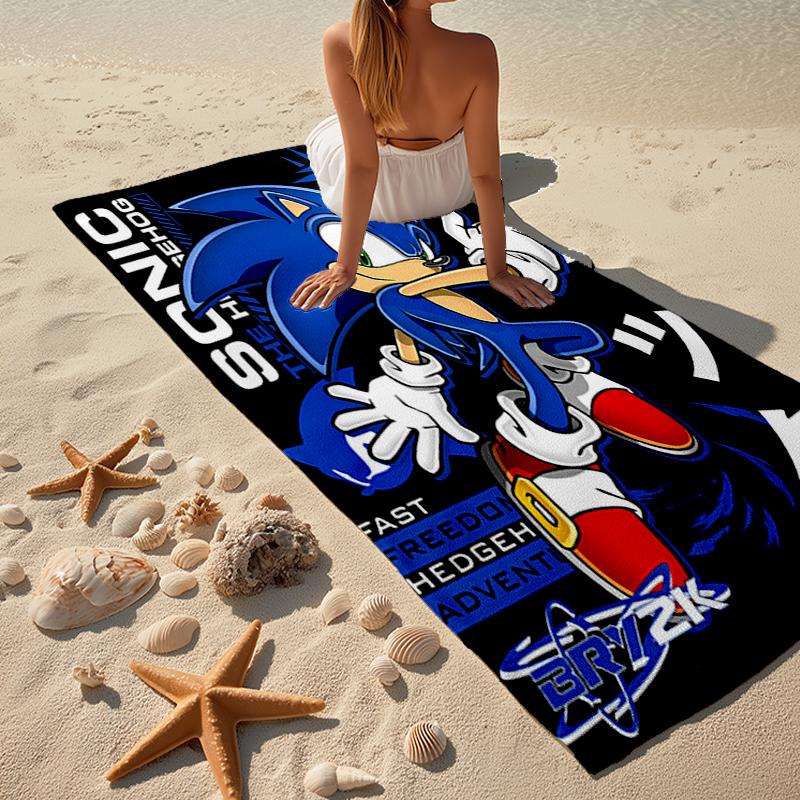 Ultra-Soft Beach Towel with Sonic Theme,Ideal for Pool - Camping, Diving - Perfect Travel Essential, Vibrant Beach Towel.