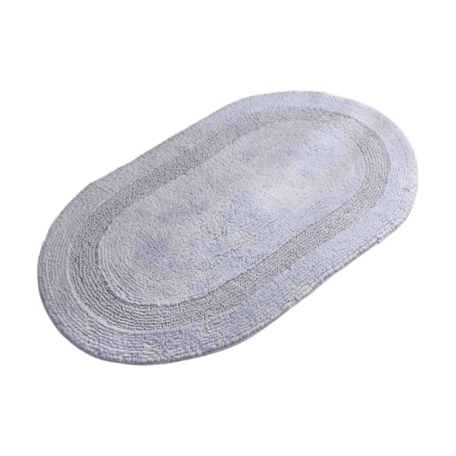 

Овальный напольный коврик, дверной коврик, двухсторонний плюшевый коврик для кухни и ванной, впитывающий воду коврик для ног, пылесосимый коврик для прихожей One Size небесно-голубой