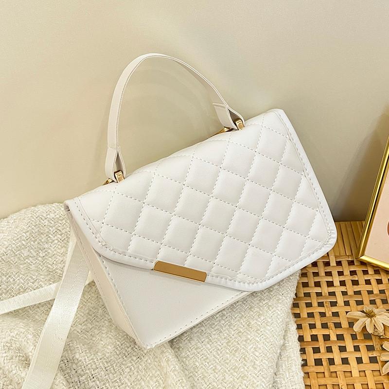 Small Square Bag With Checkered And Diamond Elements белый