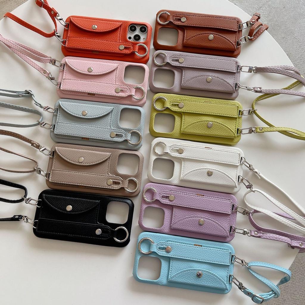 Card Bag, Wrist Strap, Suitable for Iphone17promax Messenger Phone Case, Apple 16 Invisible Bracket, 15 Card Cover.