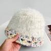 Plush Knitted Bucket Hat Women's Autumn and Winter Color Matching Versatile Face Covering Bucket Hat Thermal Ear Protective Wool Hat