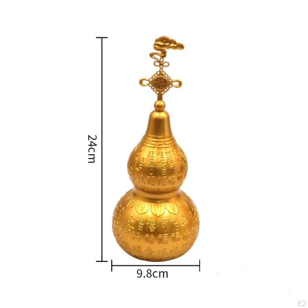 Gourd Decoration with Tassel Golden Feng Shui Wu Lou Traditional