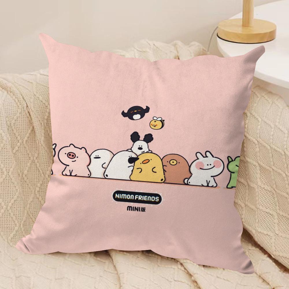Cute animal patterns Cushion Cover Soft Plush Fabric Double-Sided Printed Sofa Cushion Cover for All Seasons Home Decor Gift