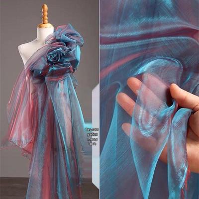 Schillerndes Zweifarbiges Gradient-Organza-Perl-Gaze für Kostüme, Hochzeiten und Kindergartenveranstaltungen