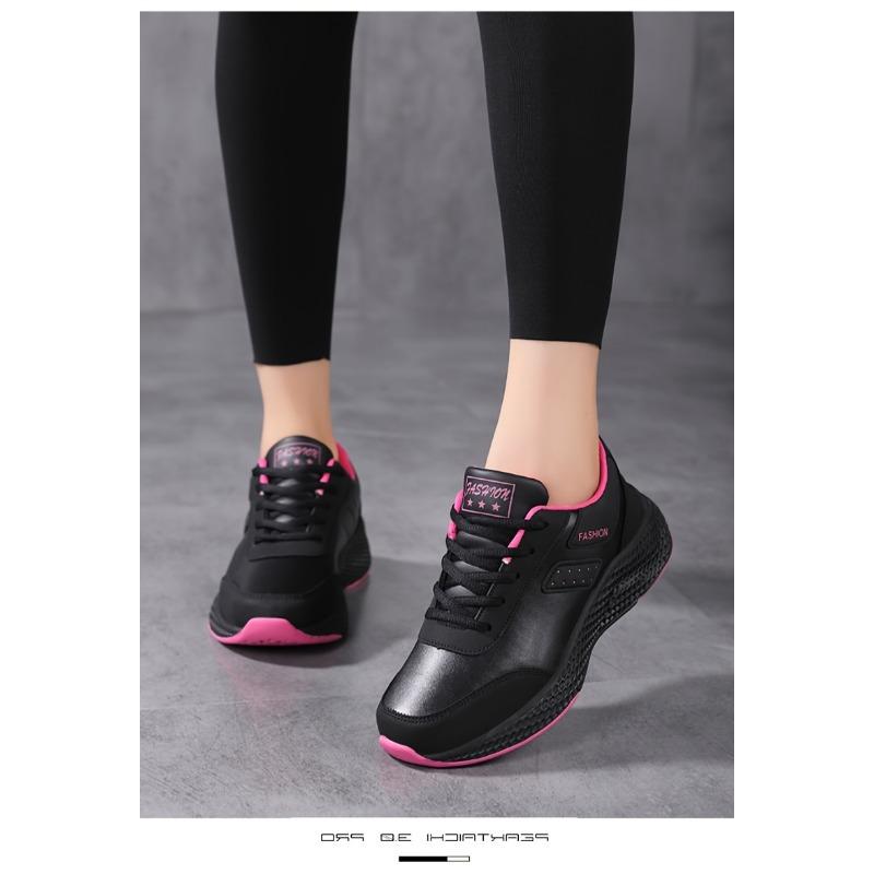 Autumn New Leather Large Size Women's Shoes Casual Sneakers Round Head Flat Heel Fashion Casual Women's Shoes Running Shoes