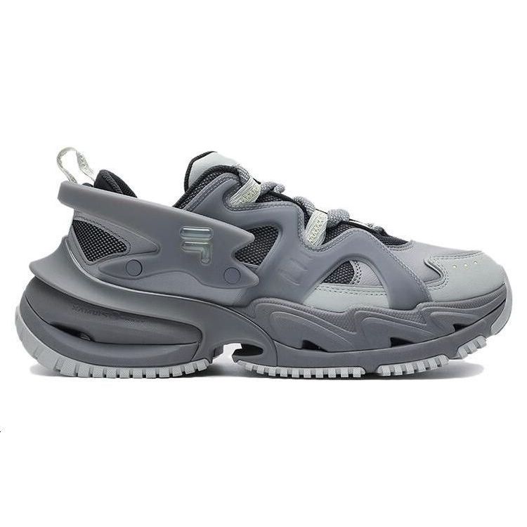 Fila Fusion Fabric Synthetic Leather TPU Comfortable Durable Low-Top Dad Shoes Men Sneaker Gray T12M341107FBA