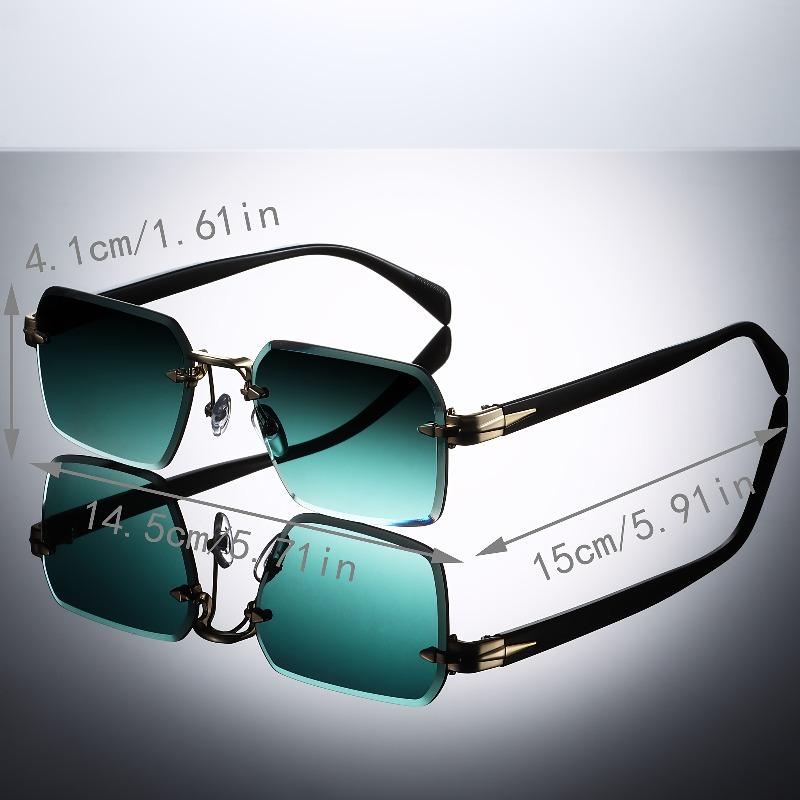 1 Pair of Frameless Square European and American Fashion Glasses with Cut Edges Available In Multiple Colors
