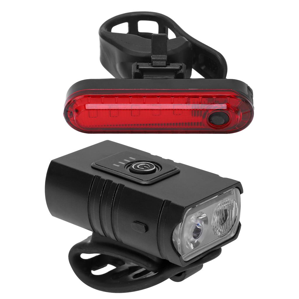 USB Rechargeable Bike Light Set Super Bright Front Headlight and Rear Taillights USB Charging Bike Light with Aluminum