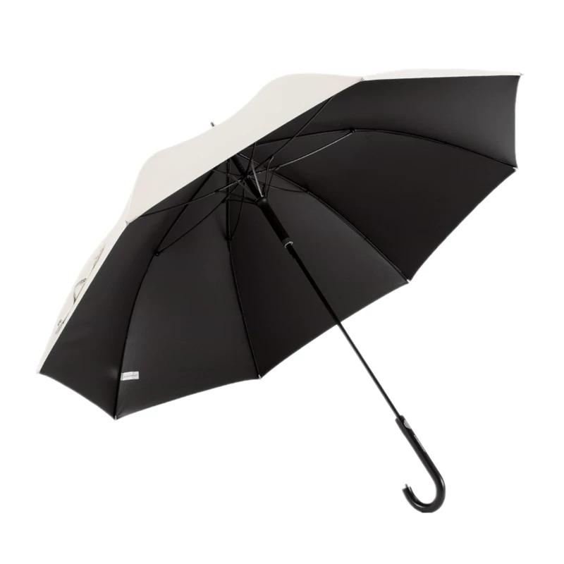 Simple and Creative Automatic One-Touch Opening Waterproof and Windproof Umbrella with Black Coating for Sun Protection and Shading, Long Handle