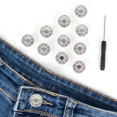 10Pcs/pack With Screwdriver Jeans Buttons Clothing Pants Nail Free Waist Extenders Button Sewing Accessories 17mm Waist Buckle