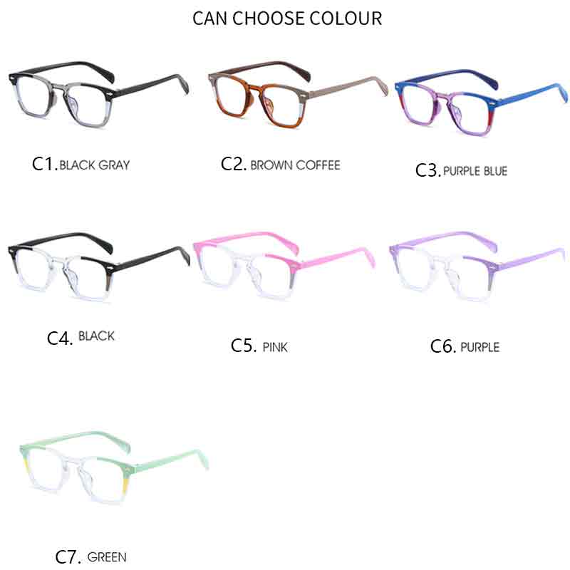 Anti Blue Light Glasses Retro Square Rivets Vintage Fashion Eyewear for Women Men Blocking Harmful Rays
