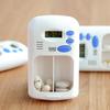Portable Mini Pill Box Timer with LCD Digital Electric Alarm Medicine Pill Case 2 Grids White Color Two Drawers Divided