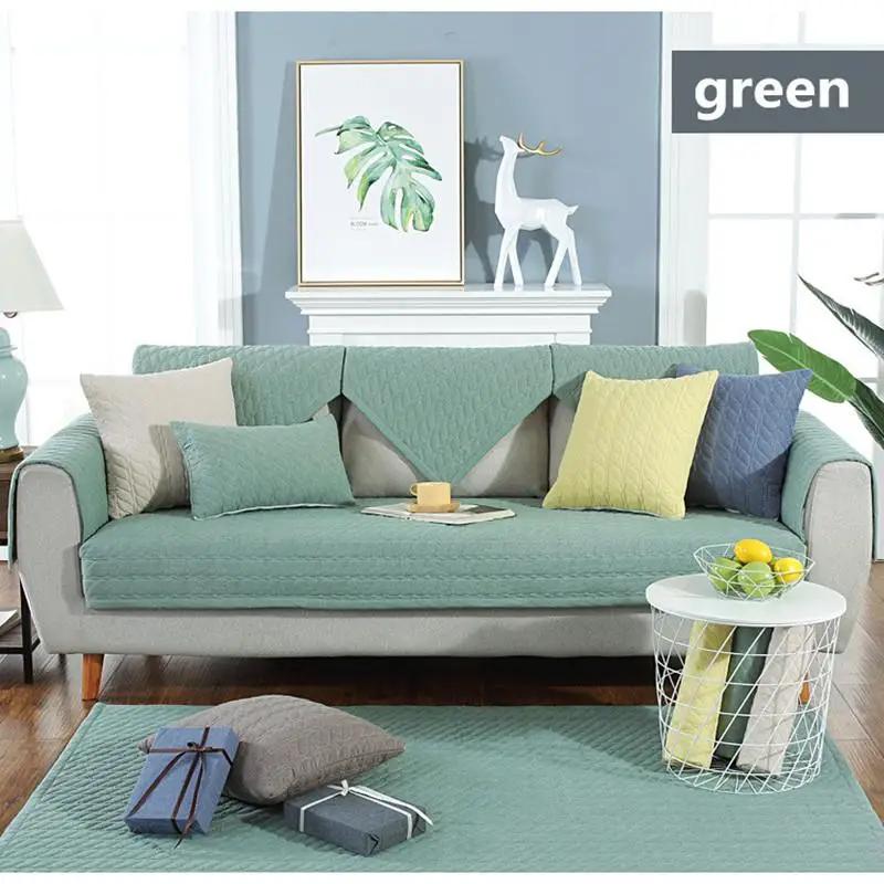 

Коврик для дивана из хлопка в скандинавском стиле, универсальная противоскользящая подушка для дивана на все четыре сезона, минималистичный клетчатый чехол для мебели с защитой от пыли pillow cover 30x50cm зелёный