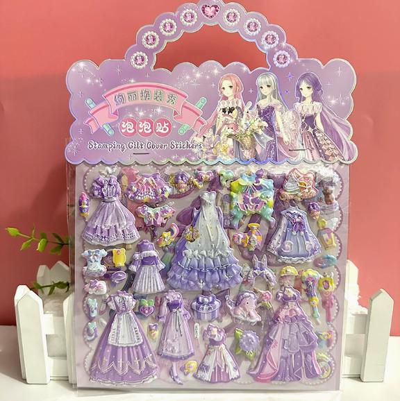 Sheets/Bag Kawaii Princess Dress Up Sticker Cartoon Diy Foam Bubble Stickers Cute Decorative 3D Puffy Stickers Kids Toy