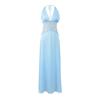 European and American Women's Summer Sexy Backless Halter V-Neck Lace Patchwork Dress