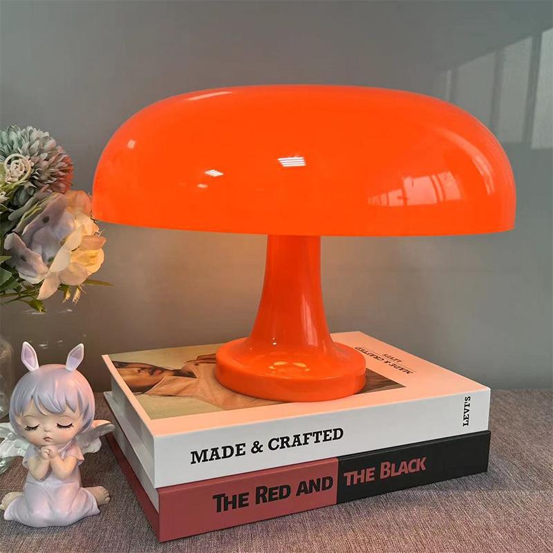 

Classic Mushroom Desk Lamp Bedroom Bedside Lamp Danish Designer Orange Decorative Table Lamp Modern Bauhaus Art Table Lamp Home White