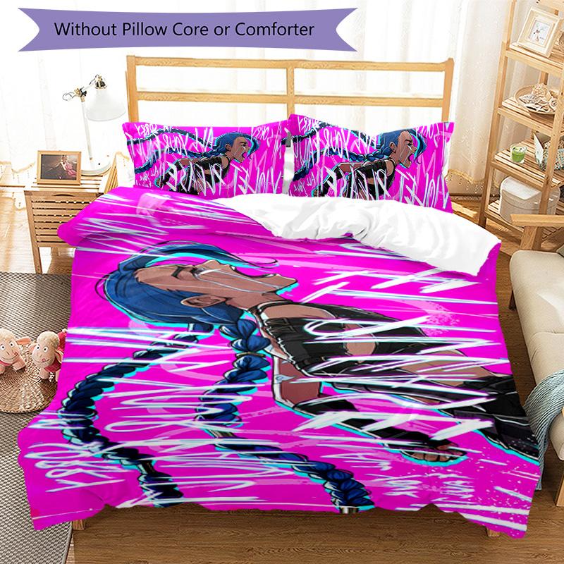 3pcs Jinx pattern bedding set duvet cover set includes duvet cover &pillowcases, perfect all season bedroom decoration & gift