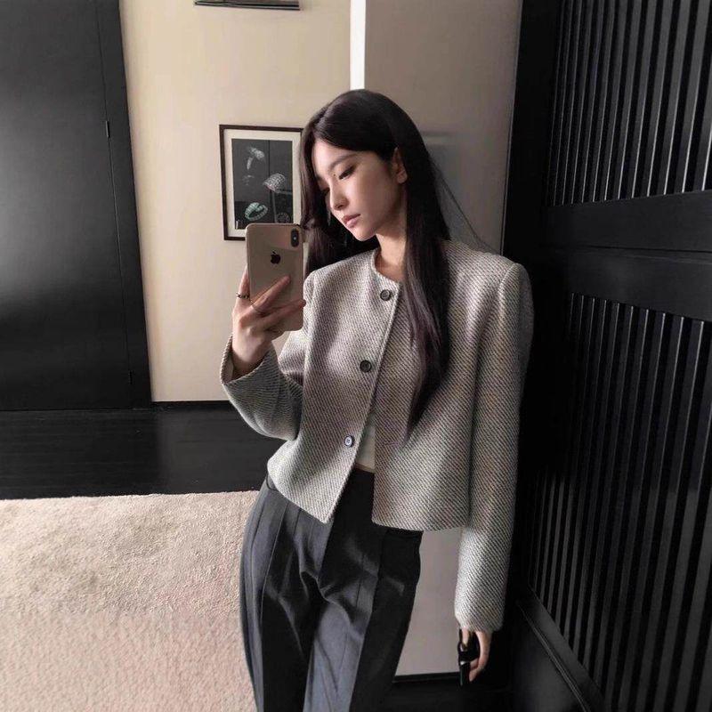 Loose, Versatile French-Style Elegant Socialite Coat Light gray S
