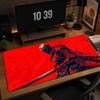 XXL Large Gaming Mouse Pad Japanese Samurai Red Fire Deskmat Overlock Non‑Slip Rubber Keyboard Mats Laptop Mousepads For Gamer