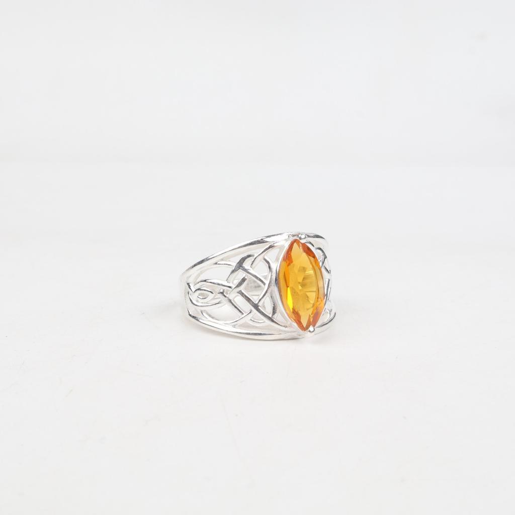 Citrine Gemstone 925Sterling Silver Jewelry Statement Ring For Mother's Day Gift CZR-3-3