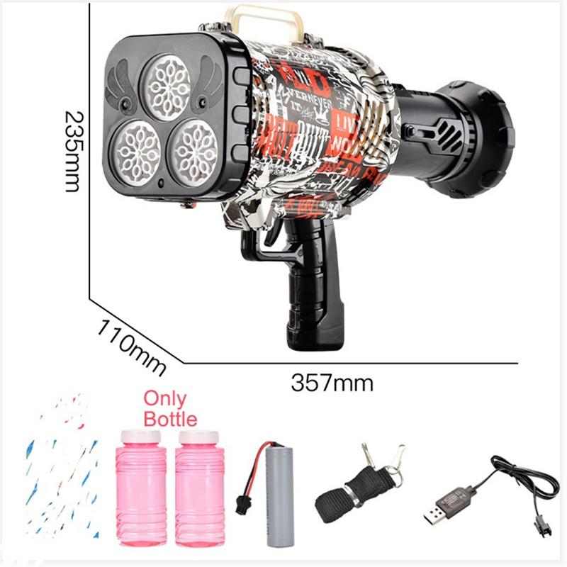 N-Delikli Roket Elektrikli Işıklı Baloncuk Tabancası Çocuklar İçin Otomatik Baloncuk Makinesi Üfleyici Sabun Köpükleri Çocuklar Açık Hava Oyuncak Parti İçin