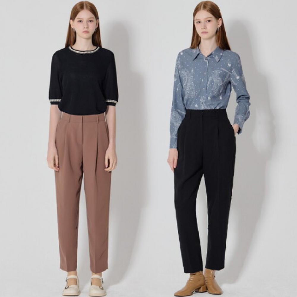 Bonialex Relaxed Cocoon Fit Pintuck Slacks Pants Set 2 Types Size 55 To 88