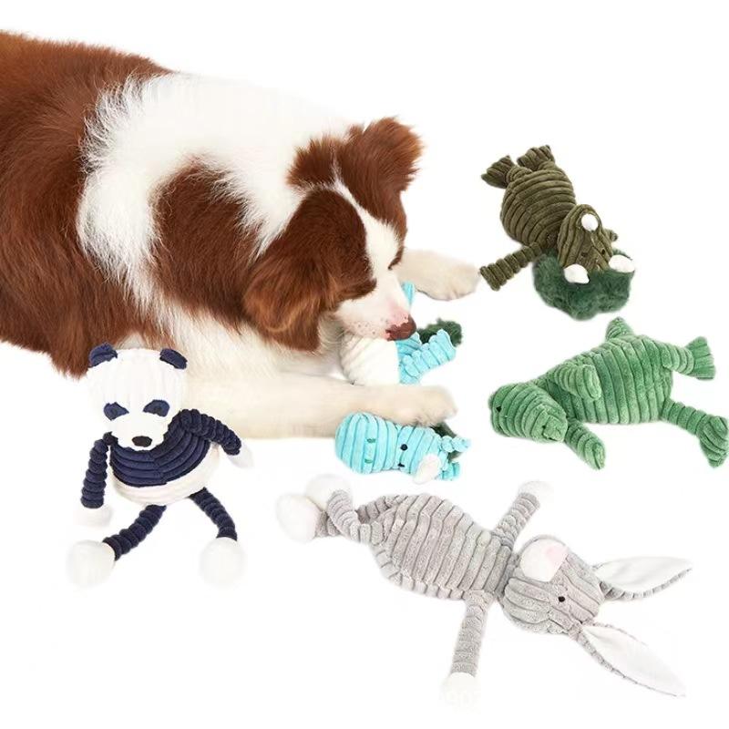 New Style Corduroy Dog Toy Unicorn Triceratops Panda Rabbit Chew Toy for French Bulldog Molar Training Teeth Cleaning Pet Supply