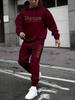 New Sweater Sweatpants Set Letter Printing Casual Jacket Autumn and Winter Velvet Street Trendy Middle-aged Suit Men