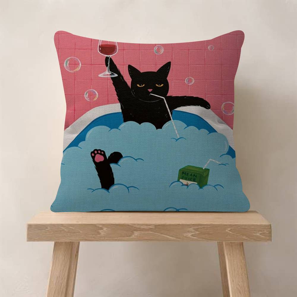 Fodera per Cuscino Gatto Camera da Letto Verde Artistico e Fodera per Cuscino Divano Decorazione Stanza Casa Regalo per Bambini