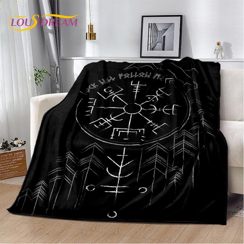 Viking Nordic Odin Valhalla Cartoon Valknut Blanket,Soft Throw Blanket for Home Bedroom Bed Sofa Picnic Office Travel Cover Kids