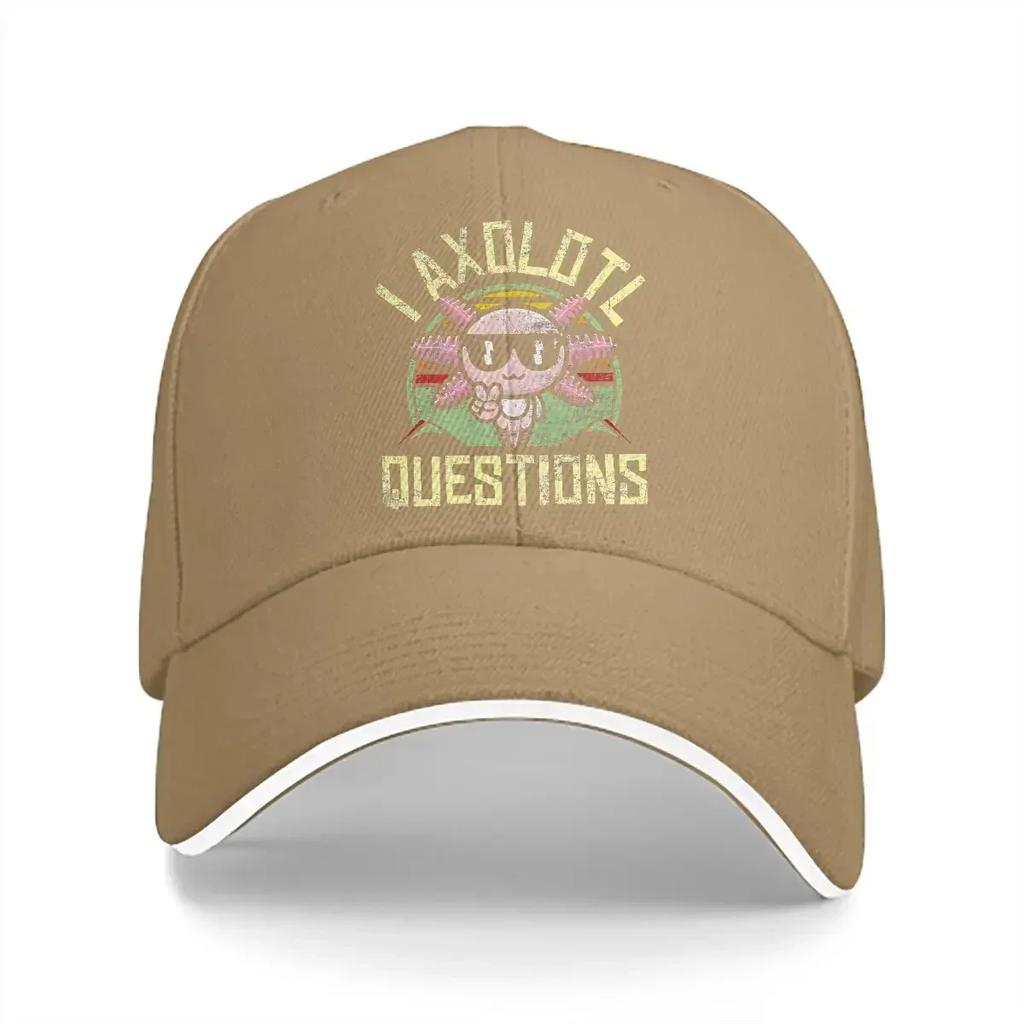 Washed Unisexs Baseball Cap I Axolotl Questions Vintage Axolotl Lovers Trucker Snapback Caps Dad Hat Axolotl Lover Golf Hats