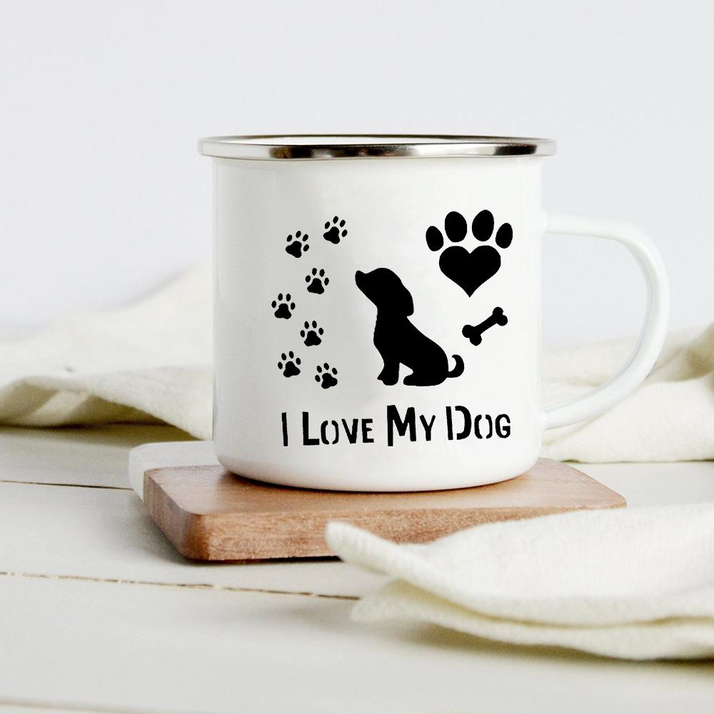 Funny Dachshund Print Creative Enamel Mug Coffee Wine Mugs Cartoon Dogs Paw Party Drink Beer Juice Milk Cups Gifts for Lover Dog