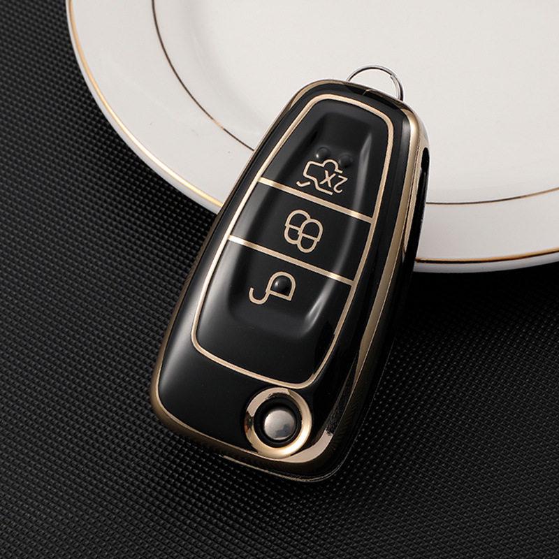 Key Case for Ford 2013-2019 Kuga & 2012-2018 Focus with Gold Trim
