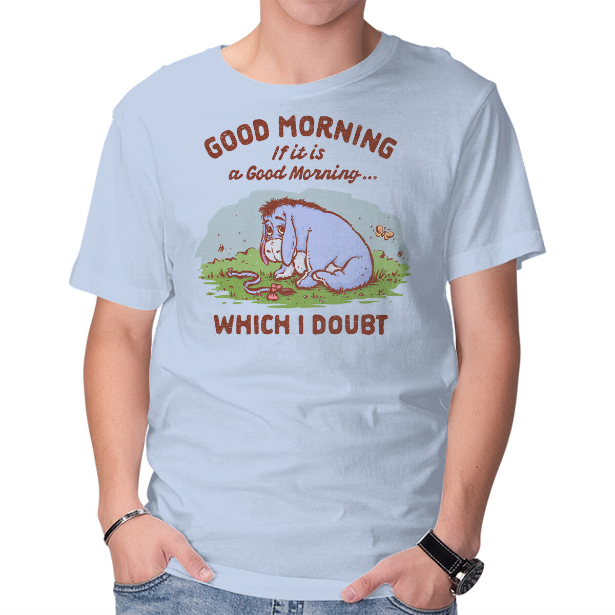 Unisex Crew Neck T-Shirt A Doubtful Good Morning Graphic Short Sleeve Casual Tee XL