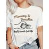 European Size Casual T-Shirt with Letter Print for Mothers And Daughters, Featuring a Round Neck And Short Sleeves.