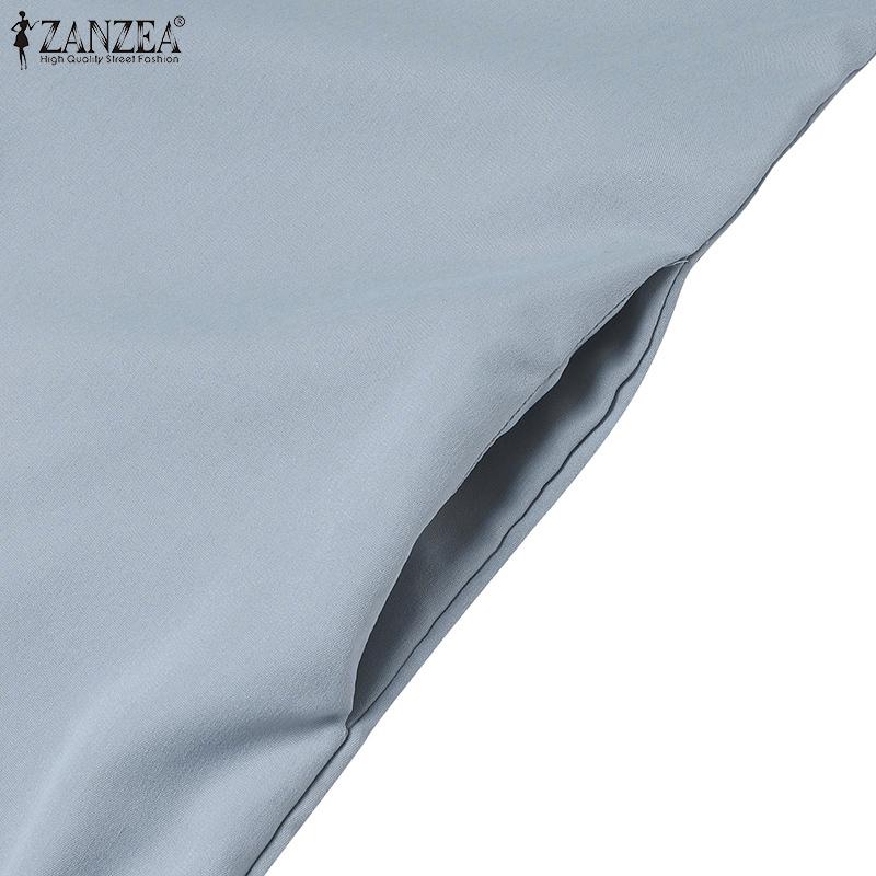 ZANZEA Women Summer Sleeveless Crew Neck Knee Length Dresses