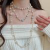 Layered Pearl Necklace Simulated Pearl Sweater Necklace Fashion Bead Necklace  Lady Wear