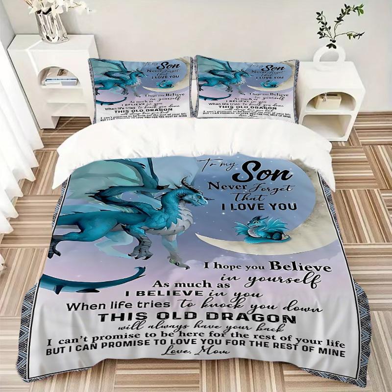 3pcs Inspirational Quote Duvet Cover Set, Cover For Bedroom Guest Room (1 Duvet Cover + 2 Pillowcase, Without Quilt),  yy250922150