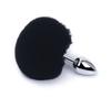 Aluminium Anal Plug With Black Pompon Size S Ry 001+Mpj 018 Blk