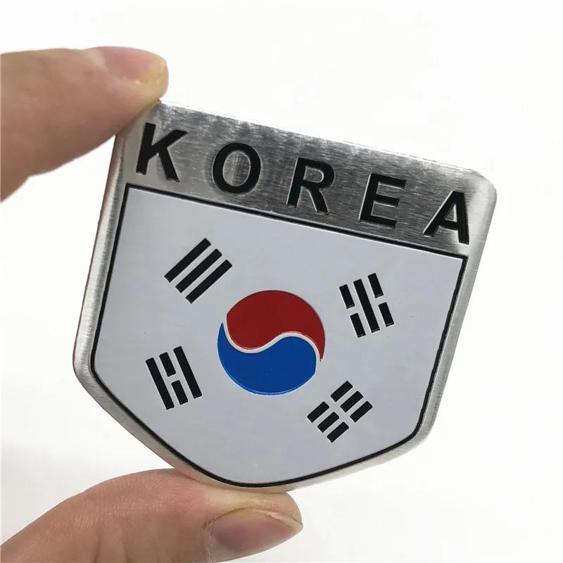 3D Metal Korea Korean National Flag Badge Car Front Grill Grille Emblem Sticker Racing Sports Decal For Hyundai Kia Renault BMW Ys2