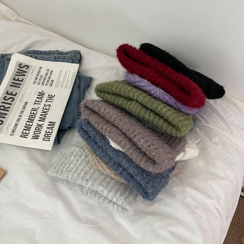 Soft Waxy Knitted Hat Versatile Men's and Women's Solid Color Face Small Wool Hat Warm Ear Protection Student Hat