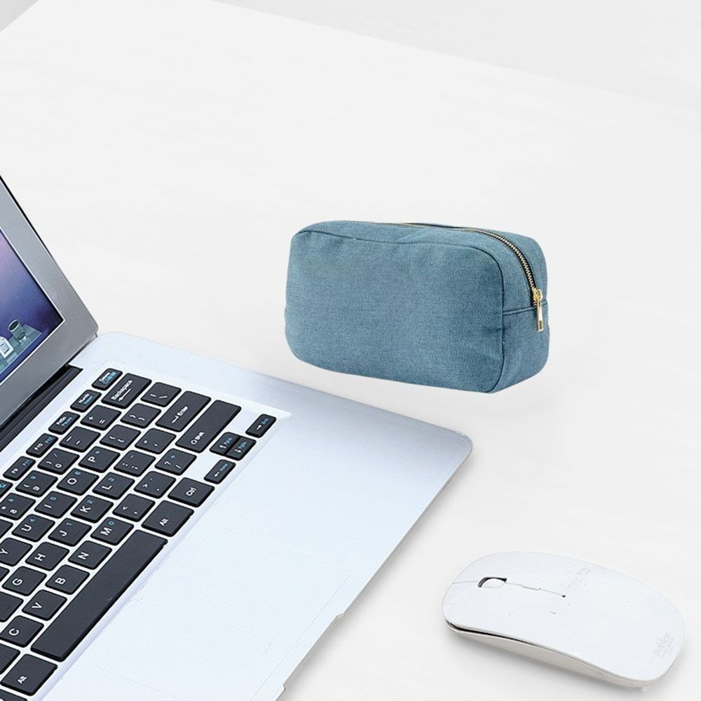with Zipper Blue Denim Cosmetic Pouch Vintage Jean Toiletry Case Casual Travel Storage Bag Gift