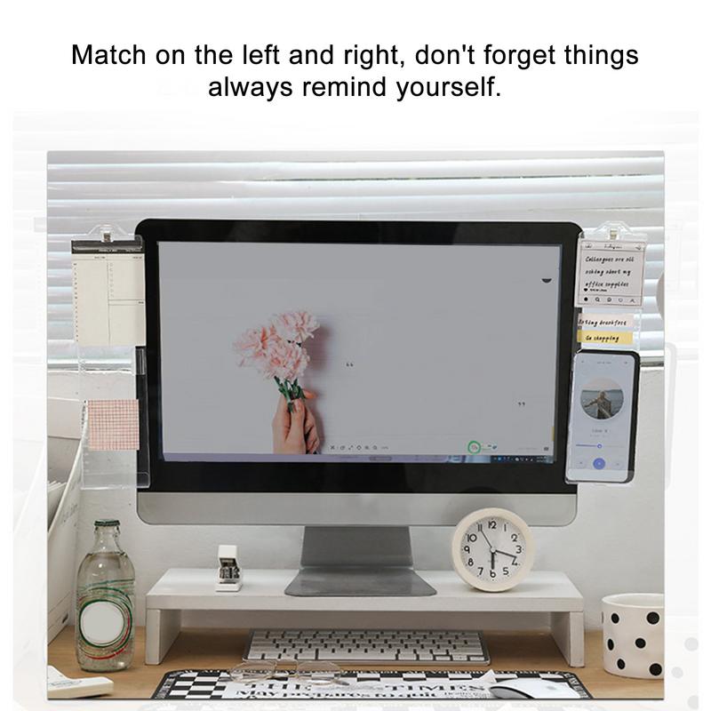Computer Monitor Memo Board Side Monitor Sticky Note 2PCS Computer Side Panel Stable Transparent Computer Monitor Message Board
