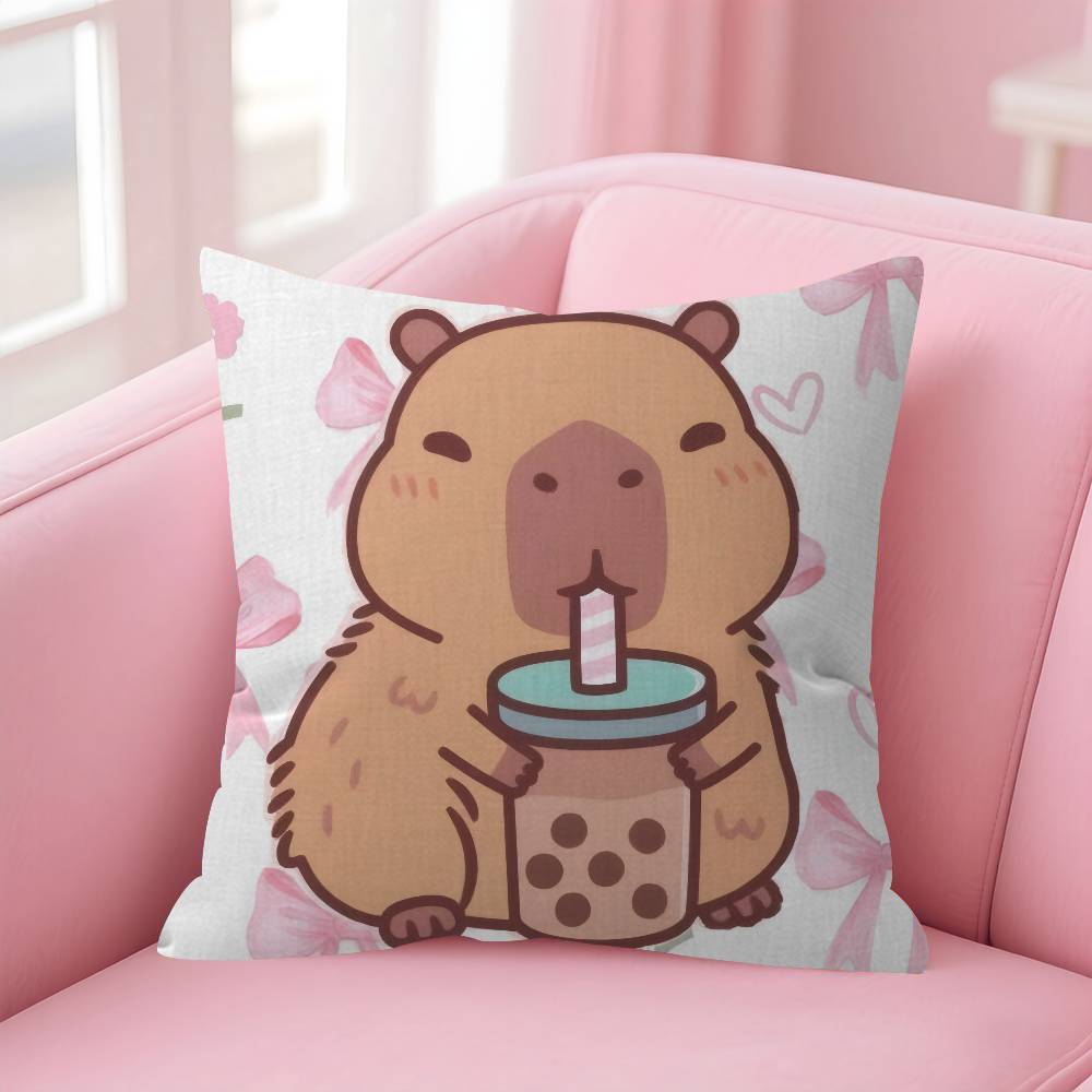 Anime CCapybara Cartoon Cute Pillow Cushion Cover Pillowcase Living Room Sofa Home Decor Customized