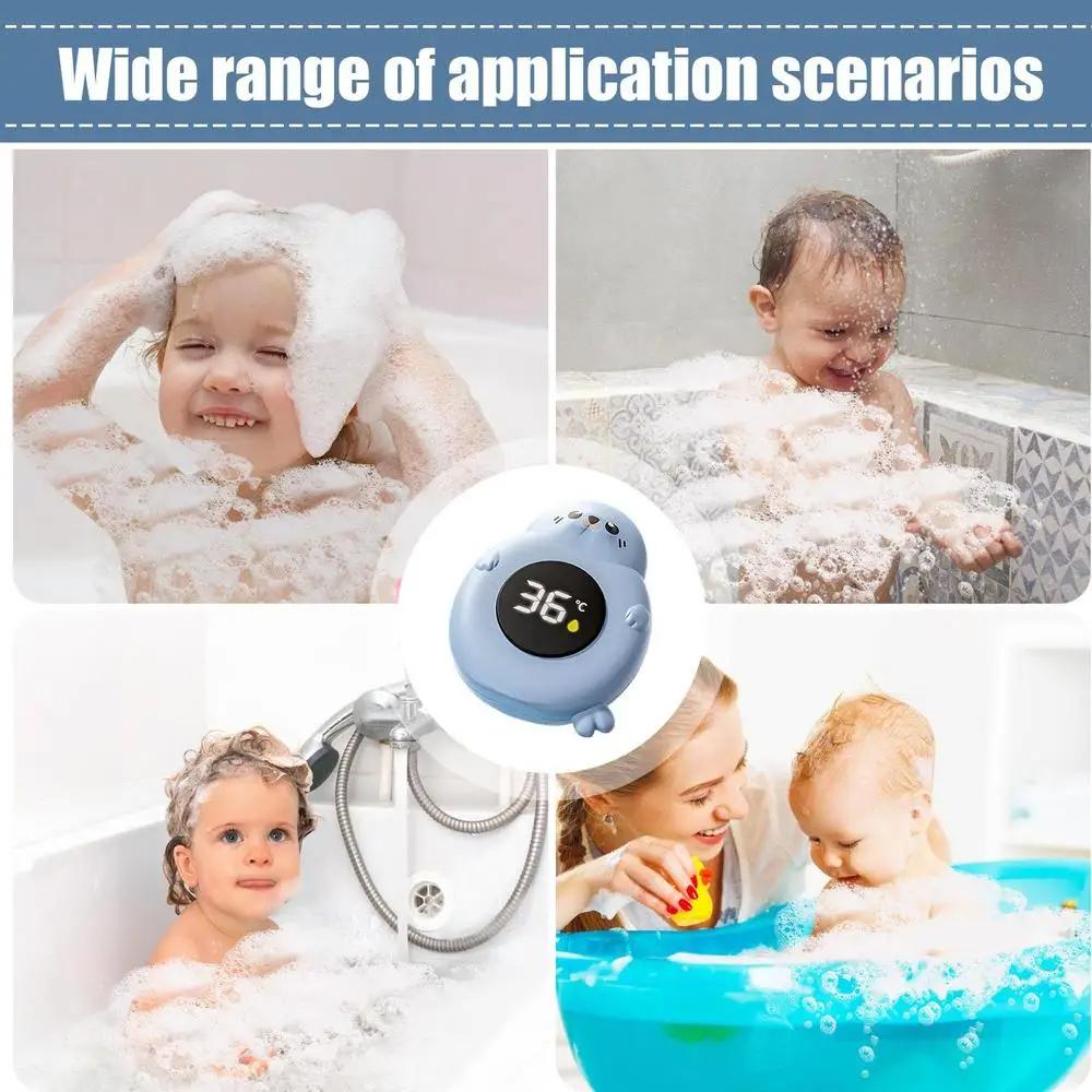 Baby Bath Thermometer Tub Temperature Monitor Hot Cold Water Resistant Temperature Warning Monitor Upgraded Sensor LED Display