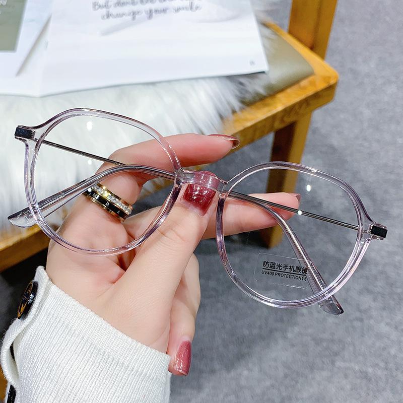 Round Anti-Blue Light Myopia Glasses For Women Men Oversized Prescription Glasses Ultra Light Eye Protection Eyewear -1.0To-6.0
