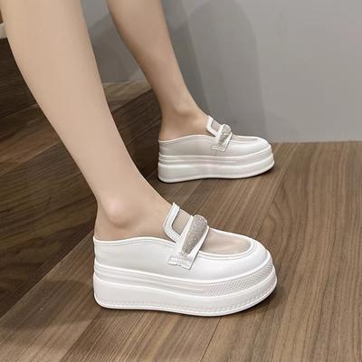 Nouveau printemps automne chaussons pour femmes mode Baotou demi pantoufles porter nouveau Style Muffin à lacets décontracté maille pantoufles des femmes