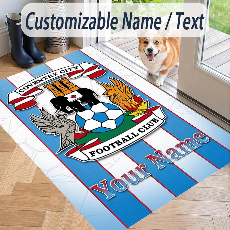 Custom Text Printed Rug Coventry City FC Non Slip Floor Carpet For Home Room Decor