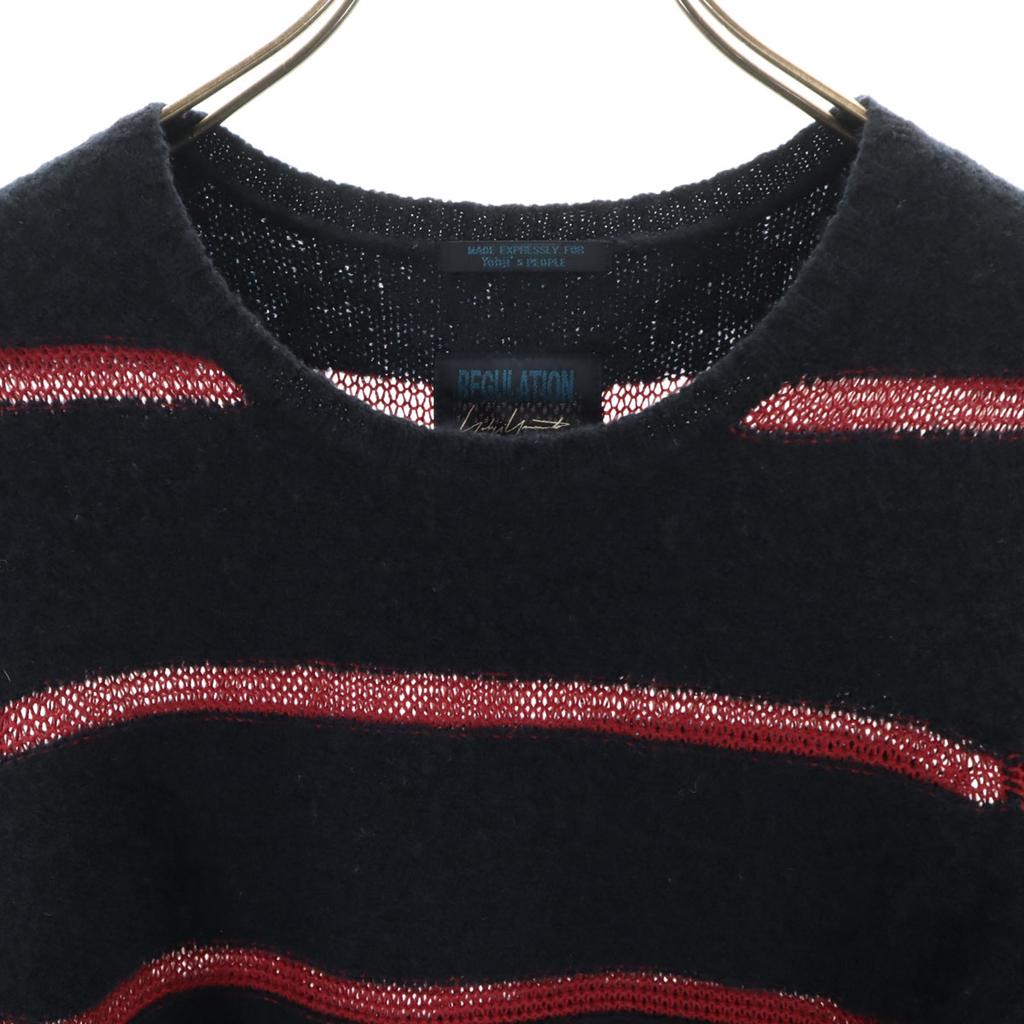 REGULATION Yohji Yamamoto Border Pattern Long Sleeve Knit 2 Navy Men's Used