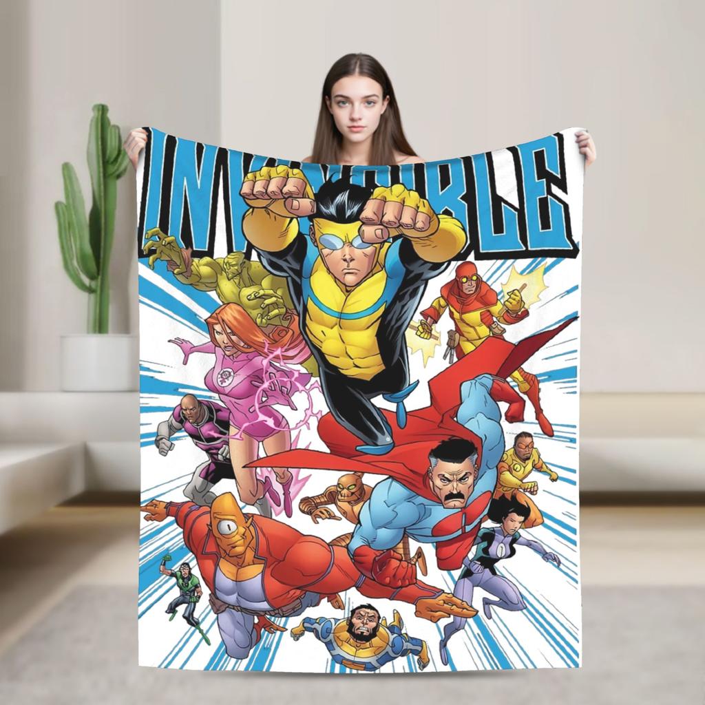 Invincible Flannel Blanket Hero Man Awesome Throw Blankets for Home 200x150cm Quilt